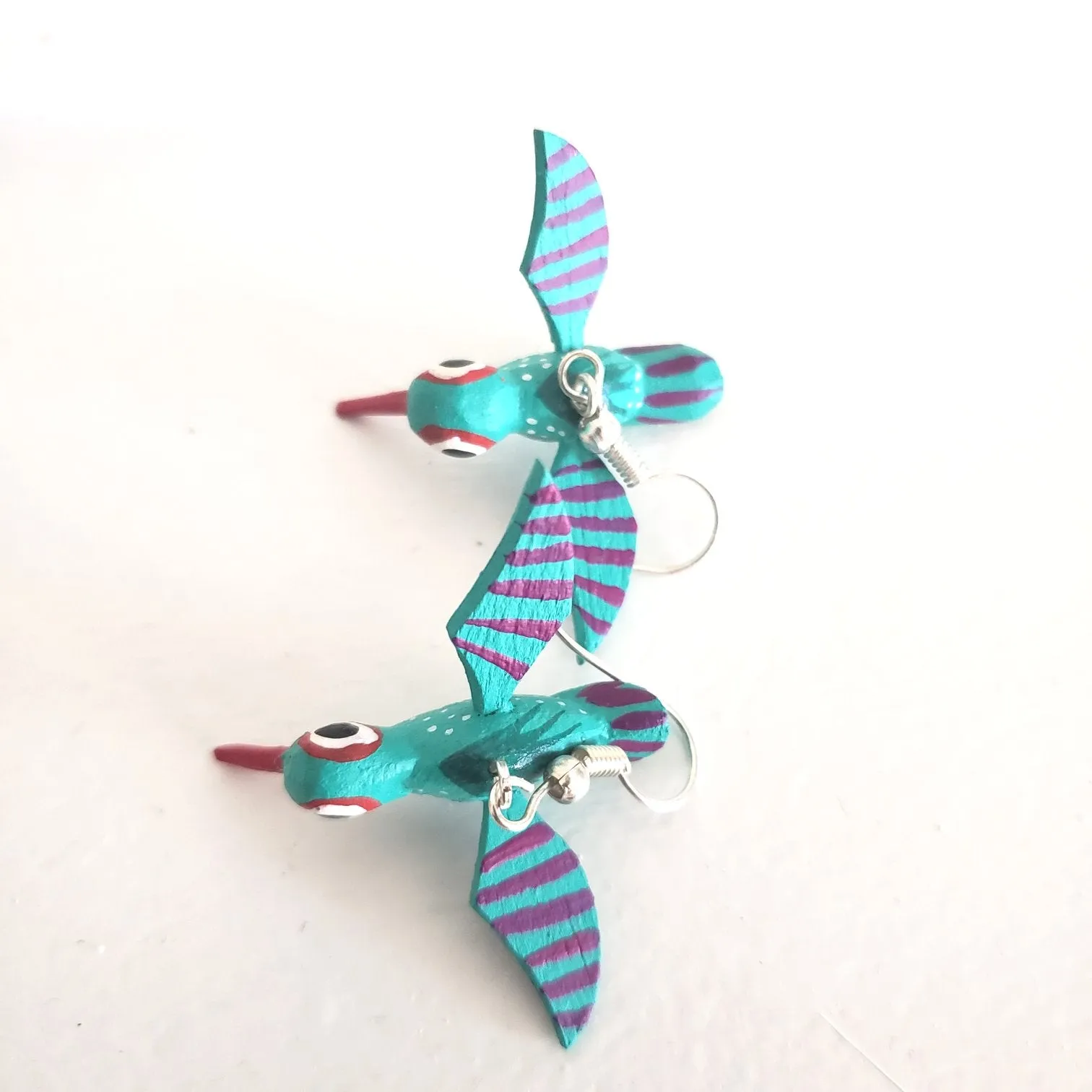 Hummingbird Earrings Alebrije Wood Carving