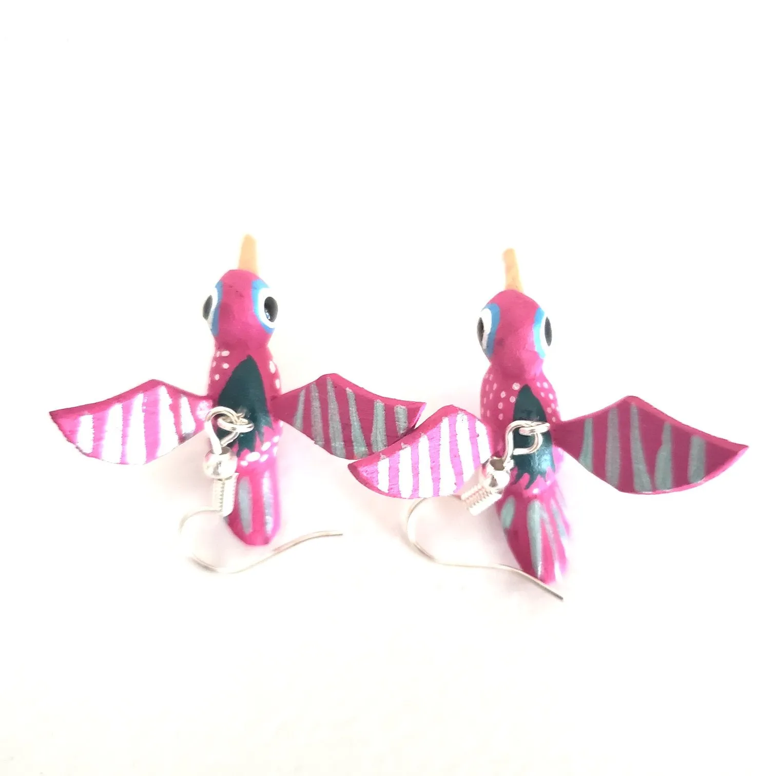 Hummingbird Earrings Alebrije Wood Carving