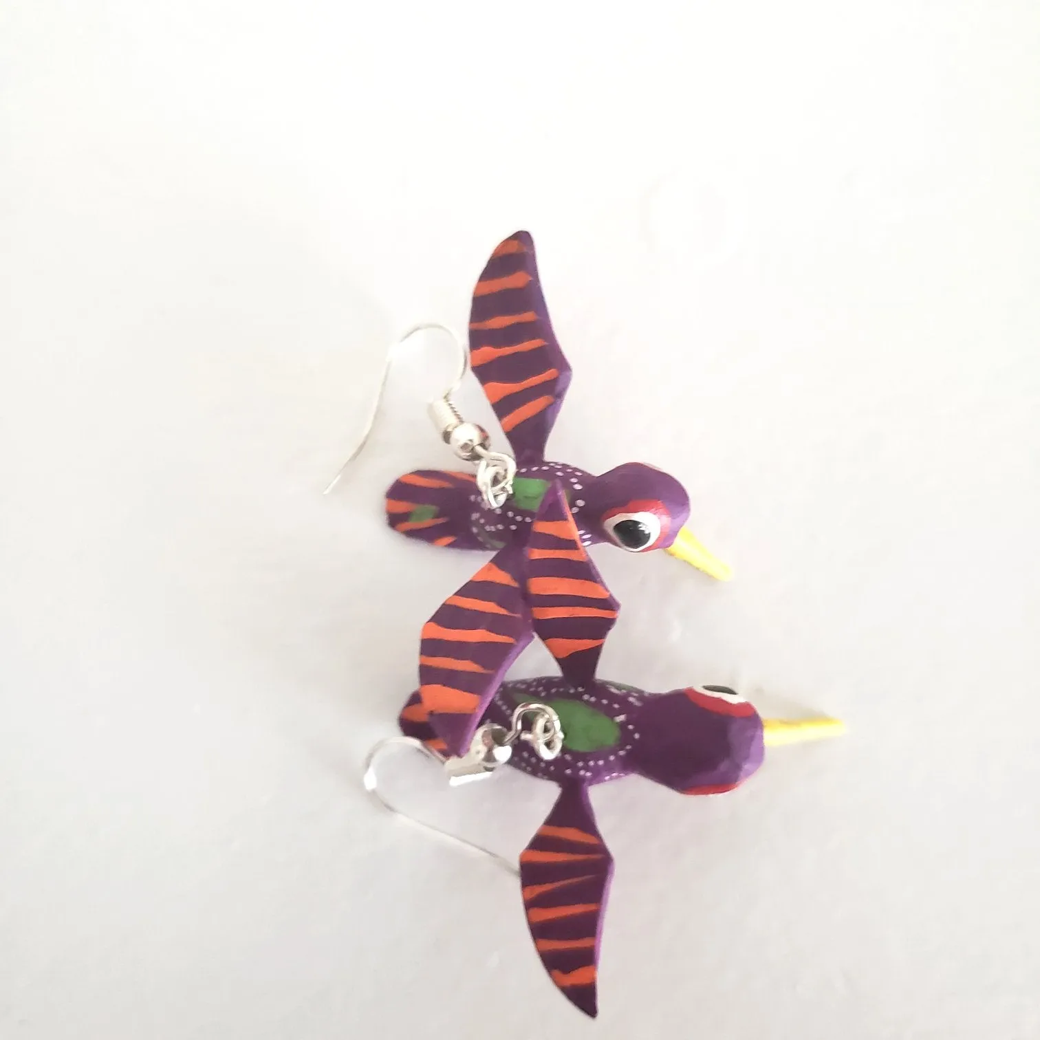 Hummingbird Earrings Alebrije Wood Carving