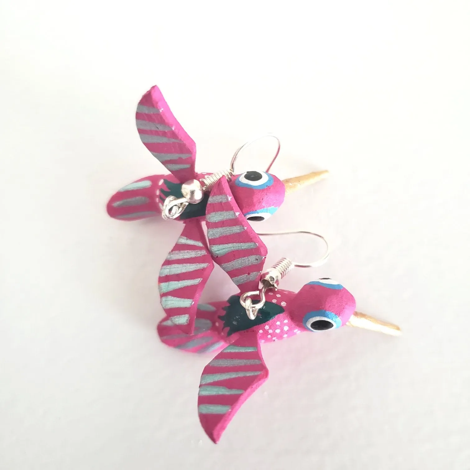 Hummingbird Earrings Alebrije Wood Carving