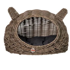 Huntley Pet Wicker Cat Shaped Play House Pet Bed with Cushion