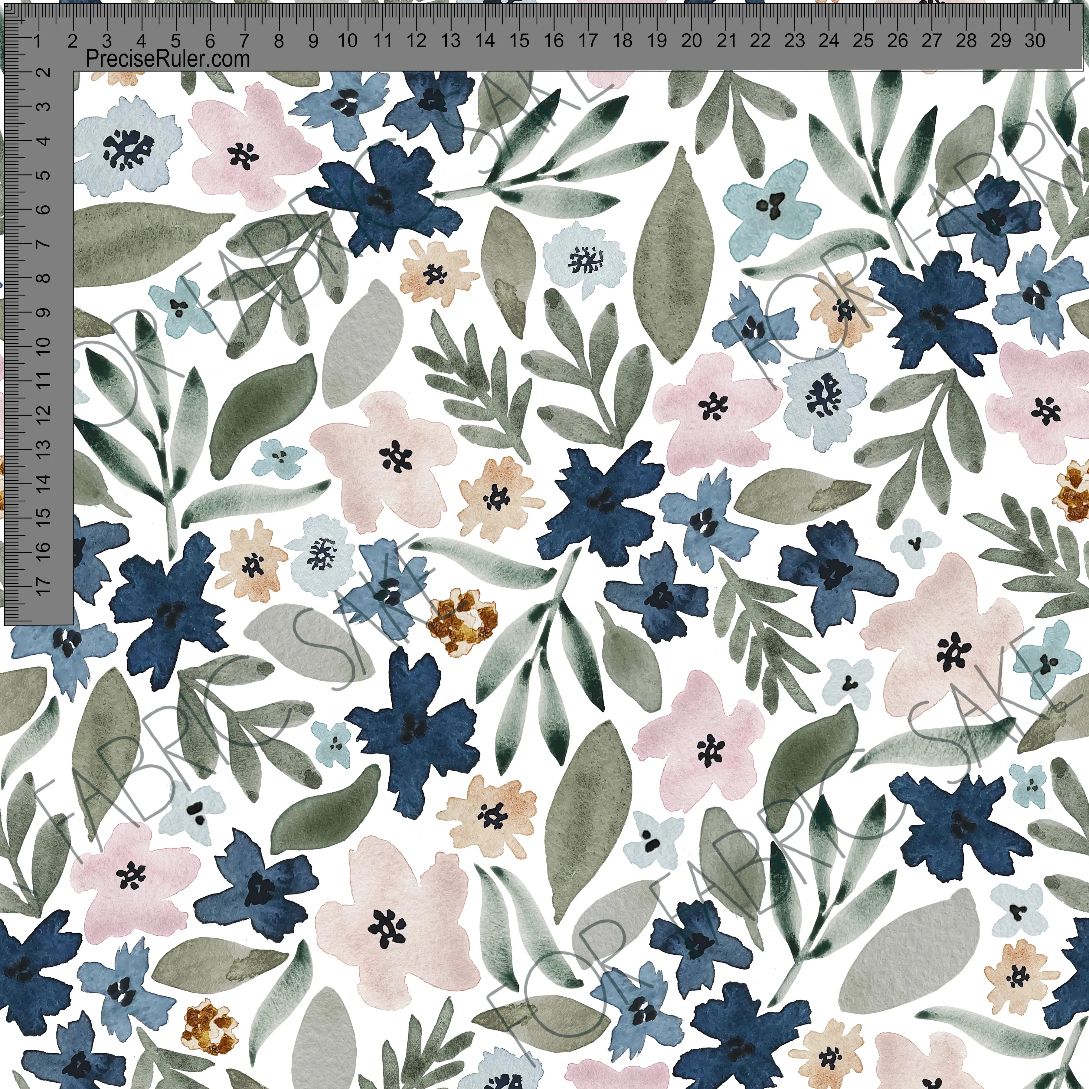 Indigo Floral on White- Wolf & Rabbit Design - Custom Pre-order