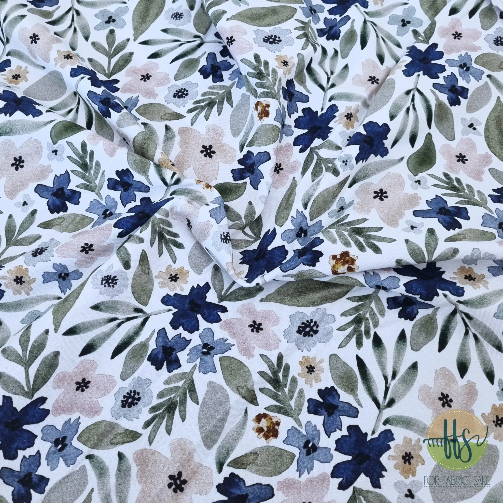 Indigo Floral on White- Wolf & Rabbit Design - Custom Pre-order