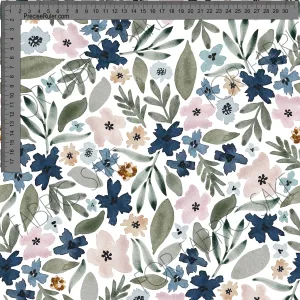 Indigo Floral on White- Wolf & Rabbit Design - Custom Pre-order