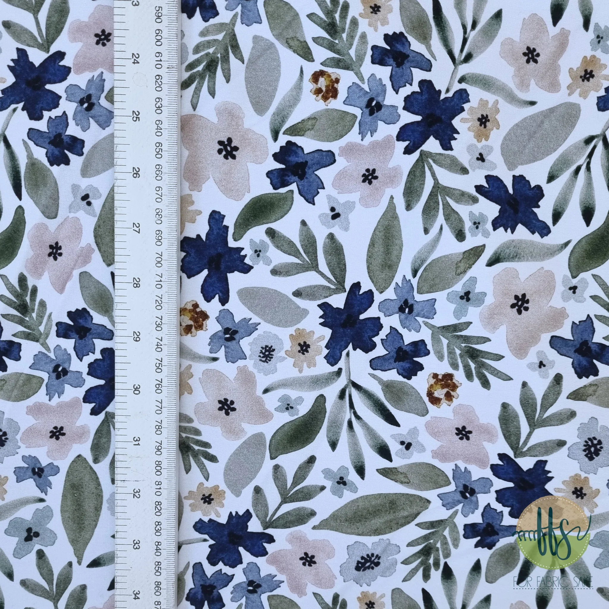 Indigo Floral on White- Wolf & Rabbit Design - Custom Pre-order