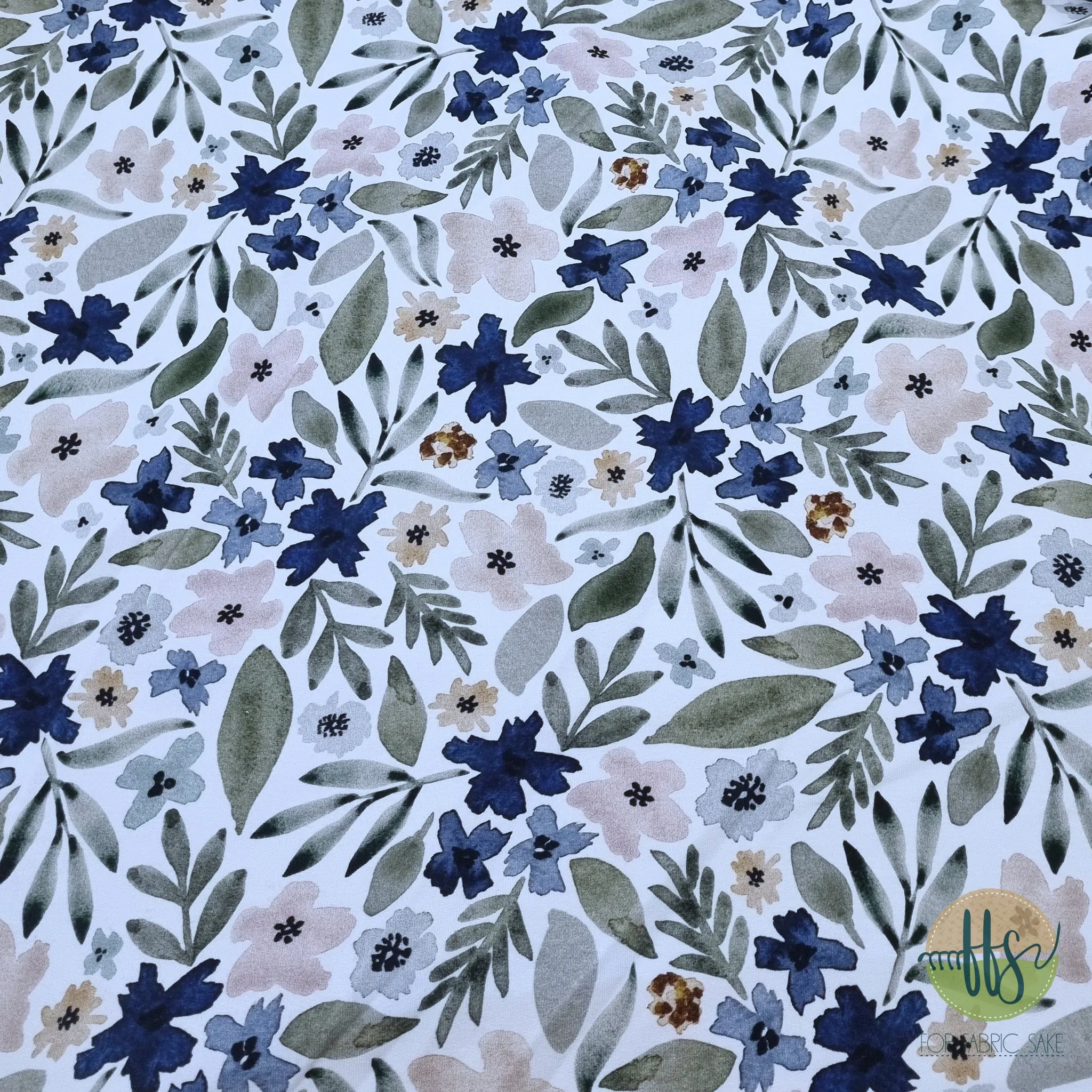 Indigo Floral on White- Wolf & Rabbit Design - Custom Pre-order