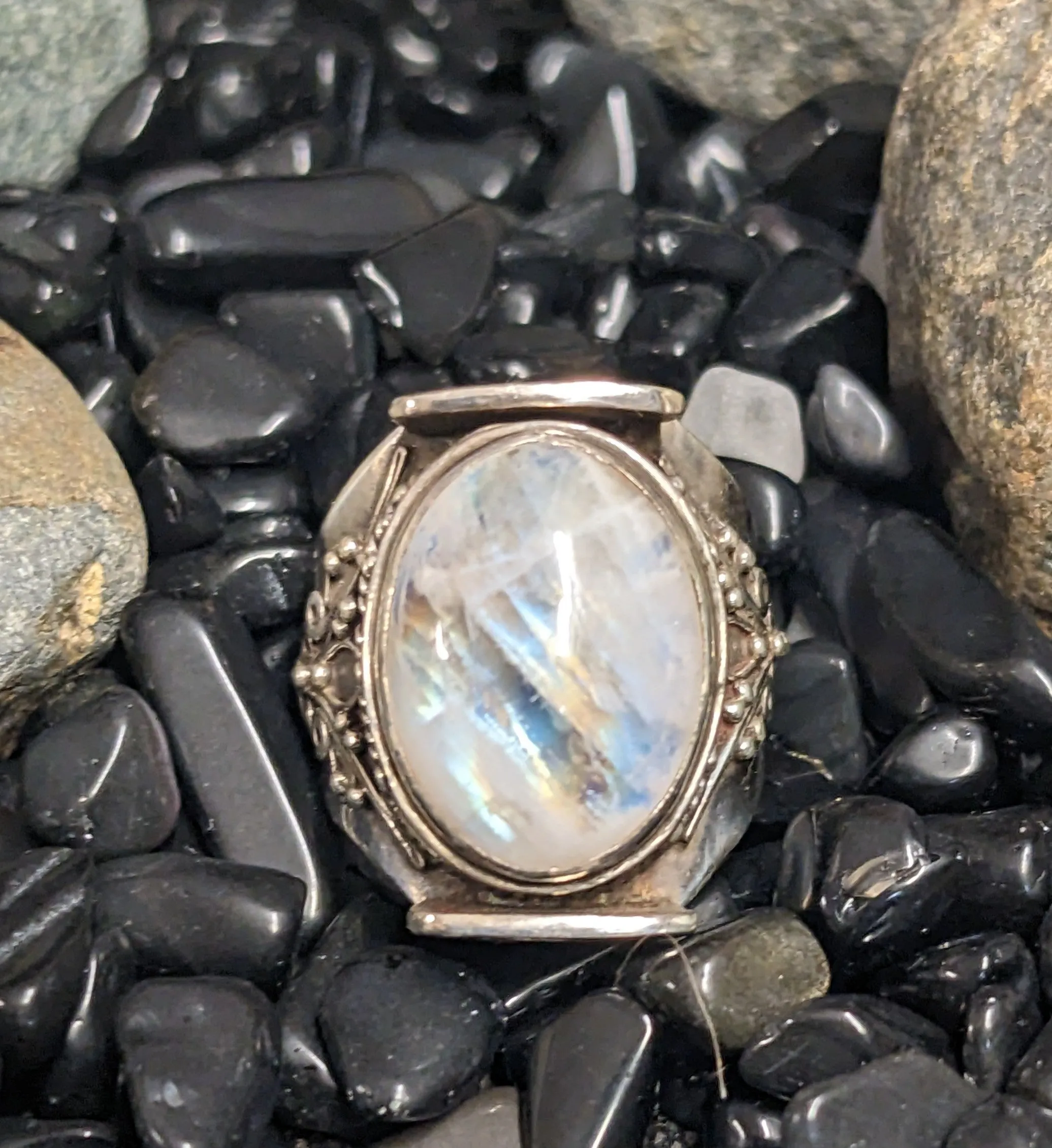 Intricately Detailed Moonstone Ring