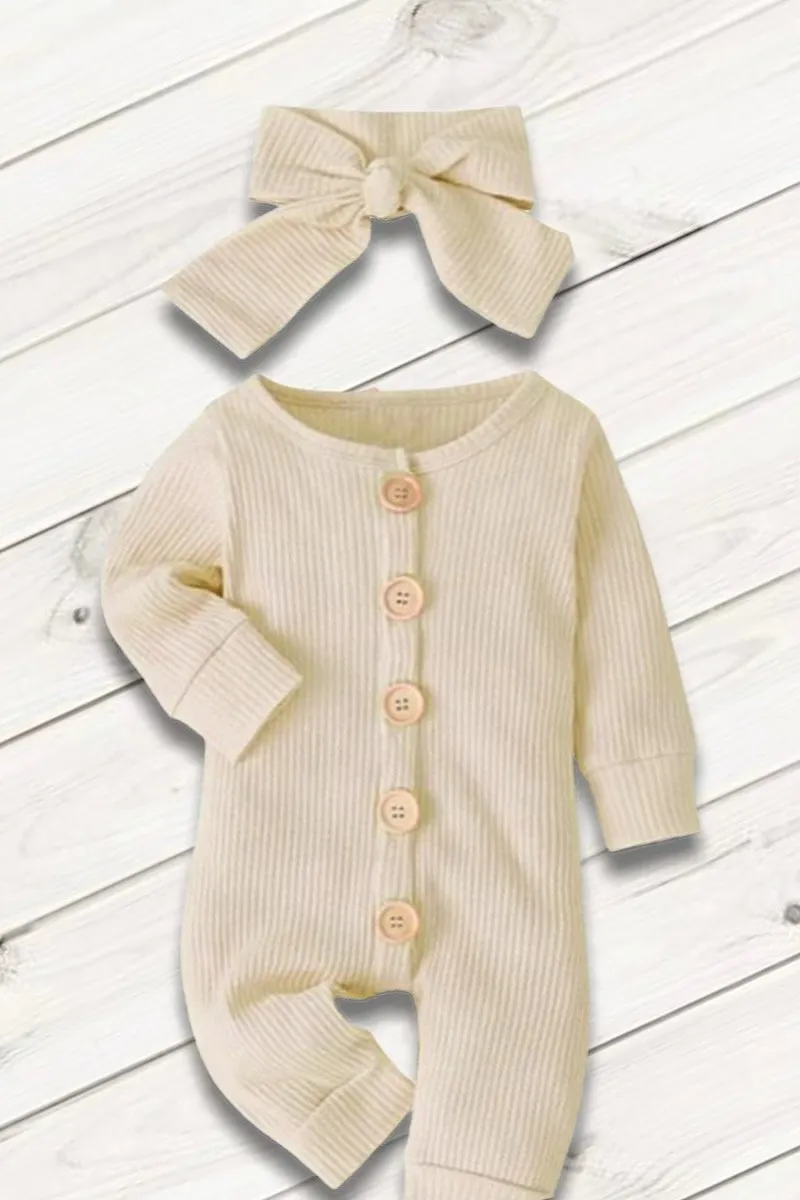IVORY- BUTTON DETAILED JUMPSUIT