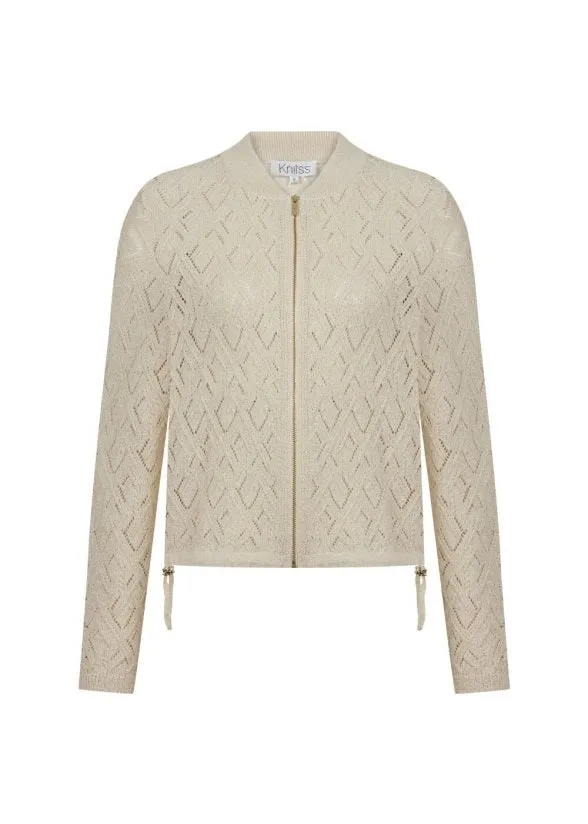 JACQUARD PATTERN DETAILED KNIT JACKET