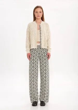 JACQUARD PATTERN DETAILED KNIT JACKET