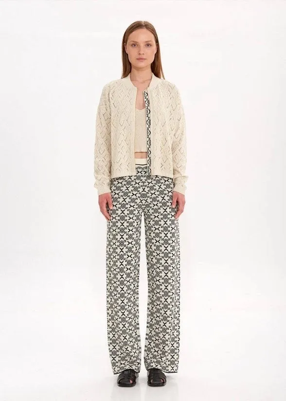 JACQUARD PATTERN DETAILED KNIT JACKET