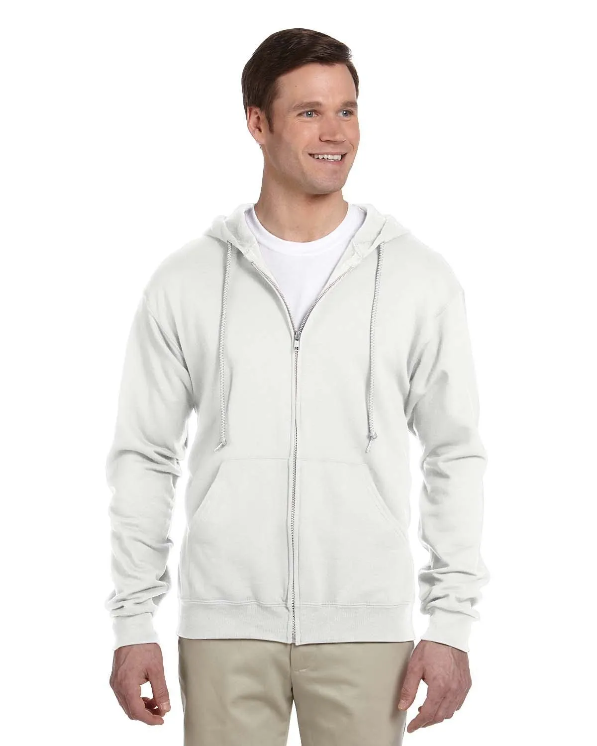 Jerzees Lightweight Full-Zip Hooded Sweatshirt | White