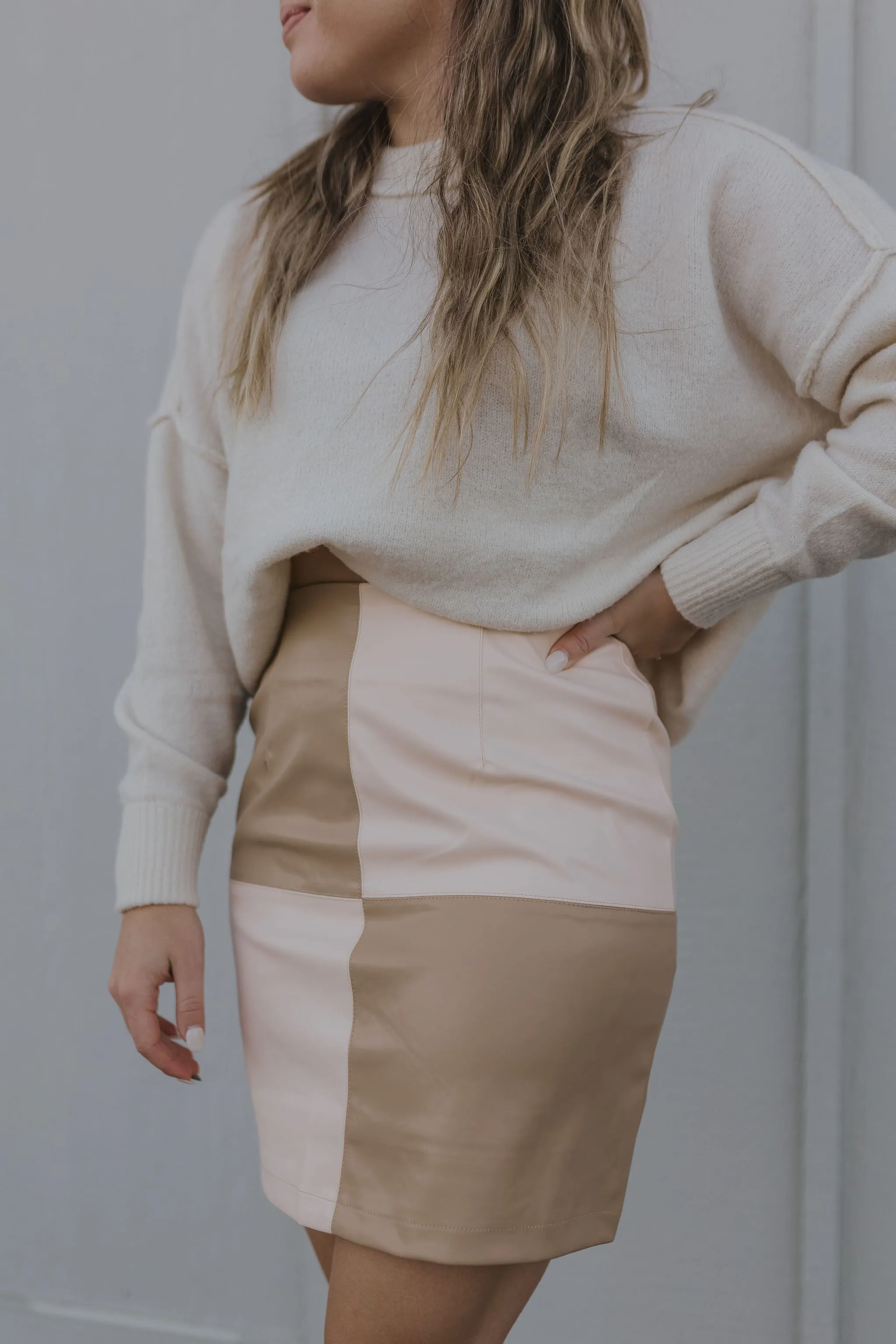 JORI CHECKERED LEATHER SKIRT BY IVY & CO