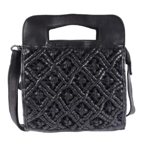 Juliette Mini Tote / Cross-body with Leather Crochet Woven Front