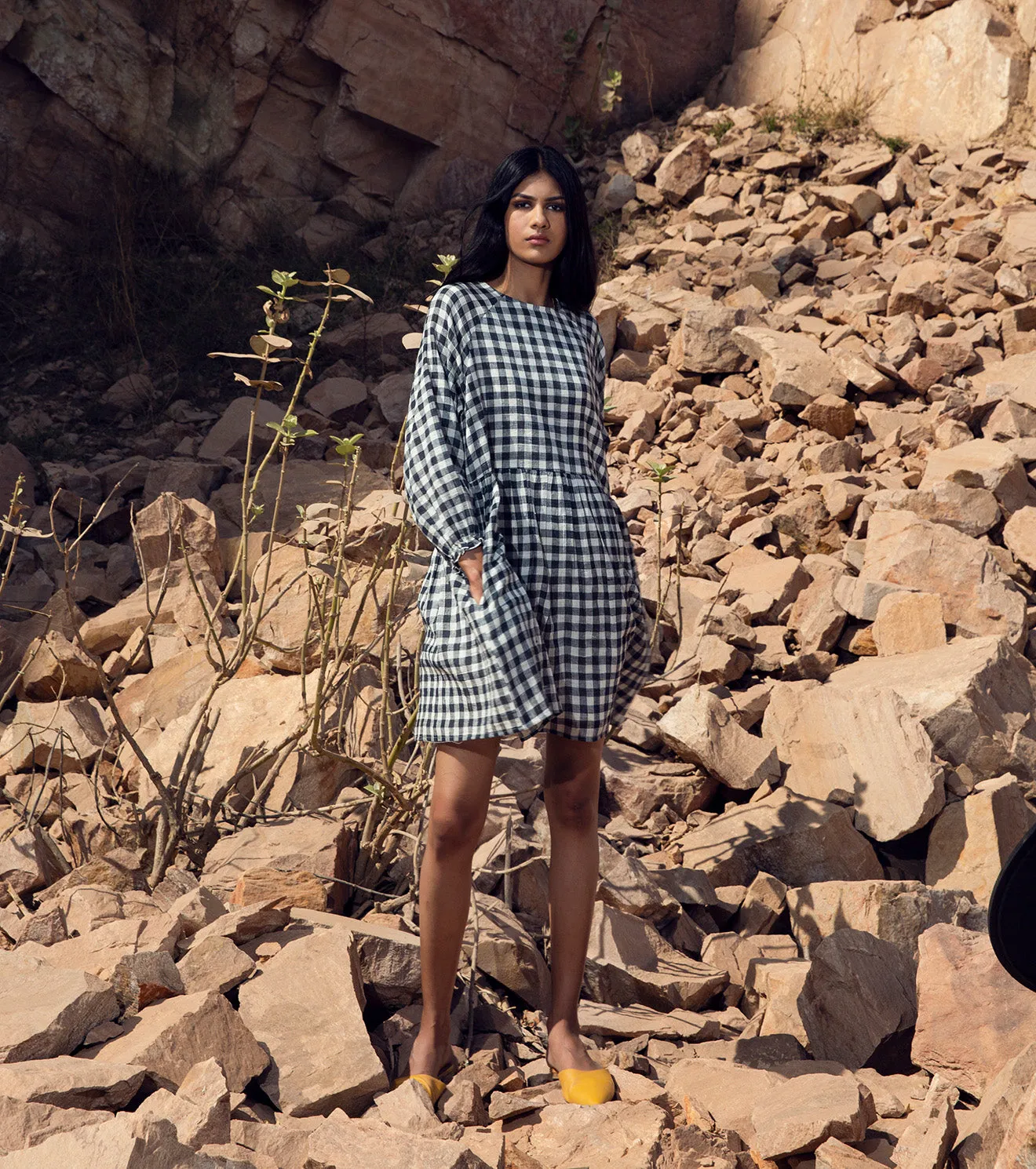 KharaKapas I Checkered Raglan Sleeve Short Dress  I  32 Days Of Summer