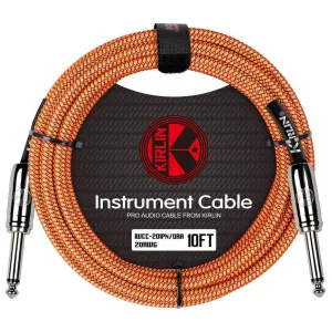 Kirlin Fabric 10 ft Straight Orange Guitar Cable