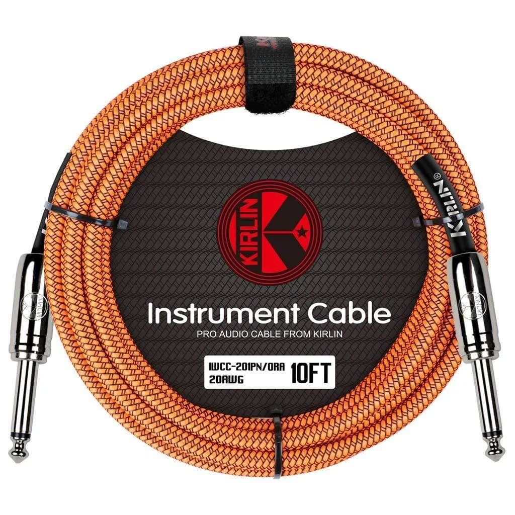 Kirlin Fabric 10 ft Straight Orange Guitar Cable