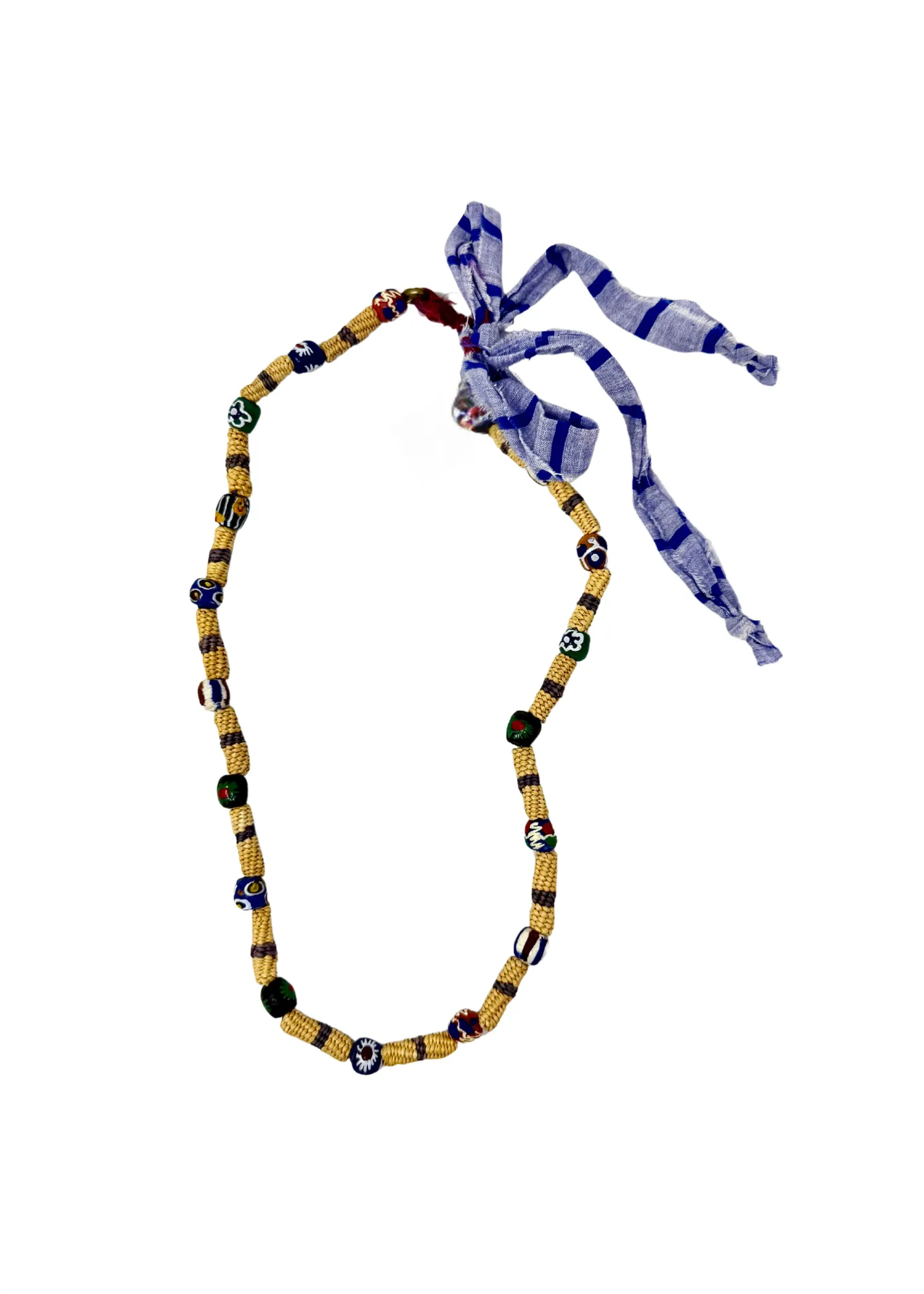 Krobo Beads and Wicker Necklace