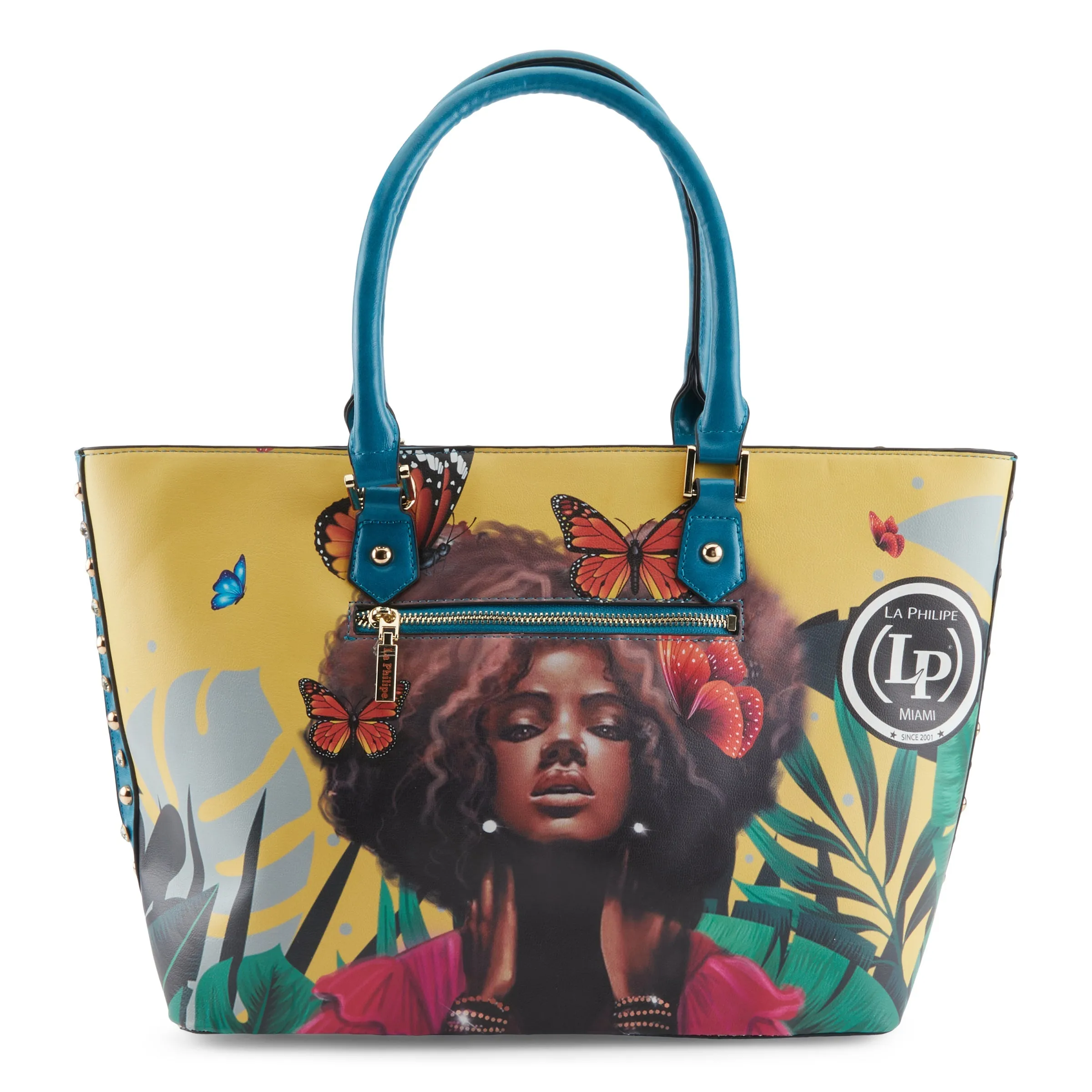 La Philipe Lp1021 12 Butterfly Fly Tote Yellow Pu Leather