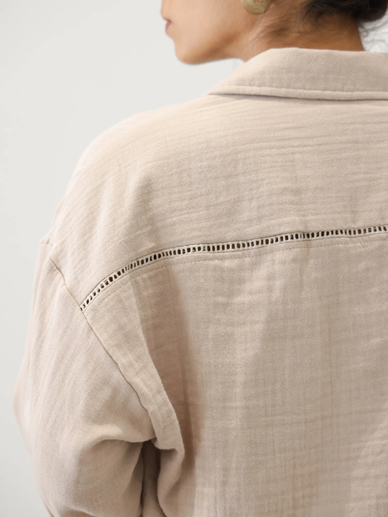 Ladder Lace Detailed Oversized Shirt