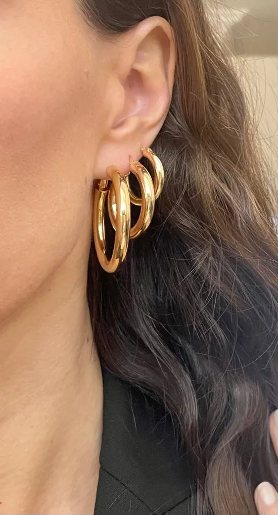 Large Bold Gold Lightweight Hoops
