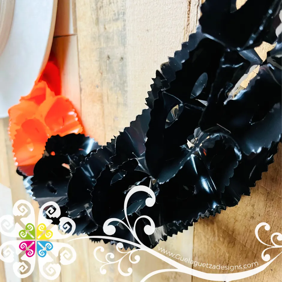 Large Orange Black Fiesta Decor - Worm Flower Banner