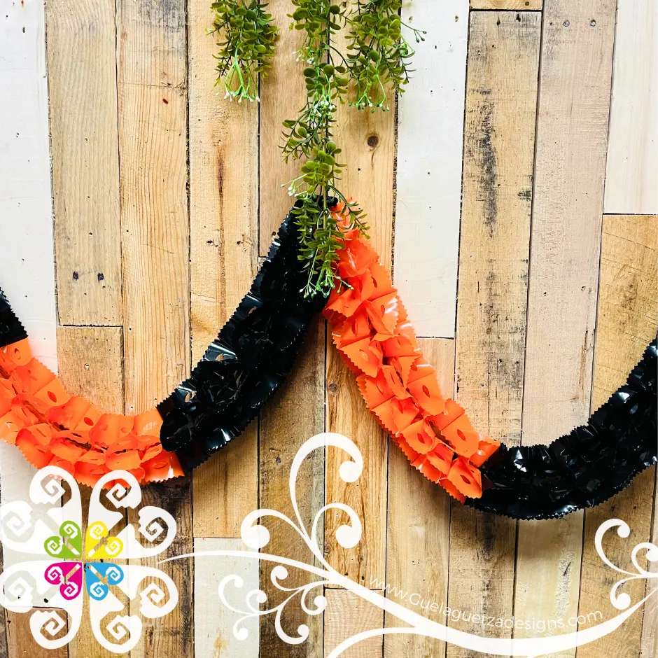 Large Orange Black Fiesta Decor - Worm Flower Banner