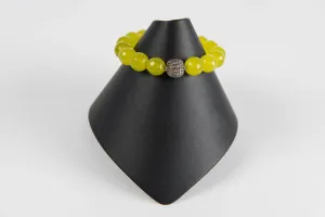 Lemon agate with pave diamond bead