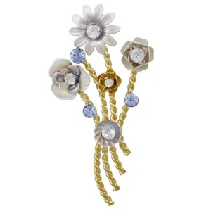 Light Gray Enamel Flowers Bouquet Brooch Pin - PRL239