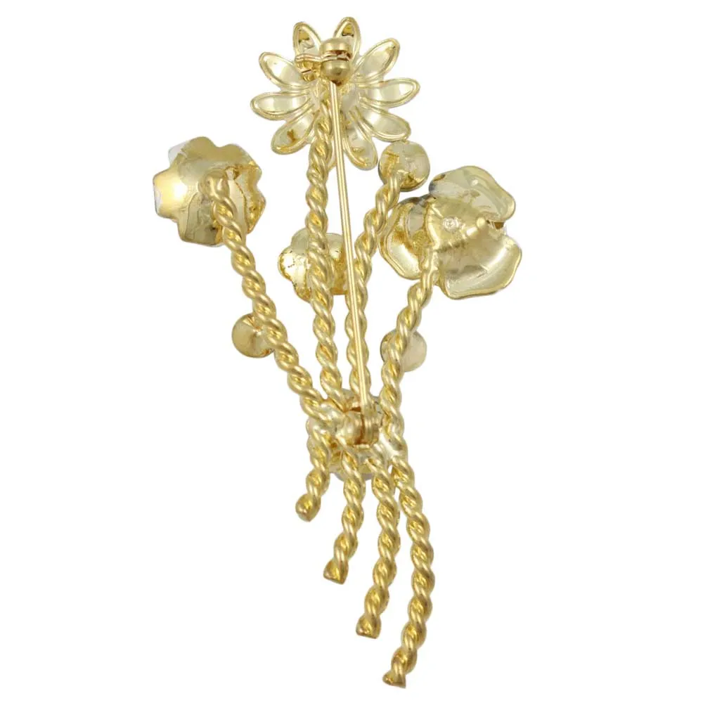 Light Gray Enamel Flowers Bouquet Brooch Pin - PRL239