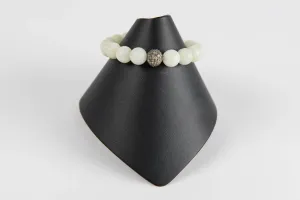 Light jade with pave diamond bead