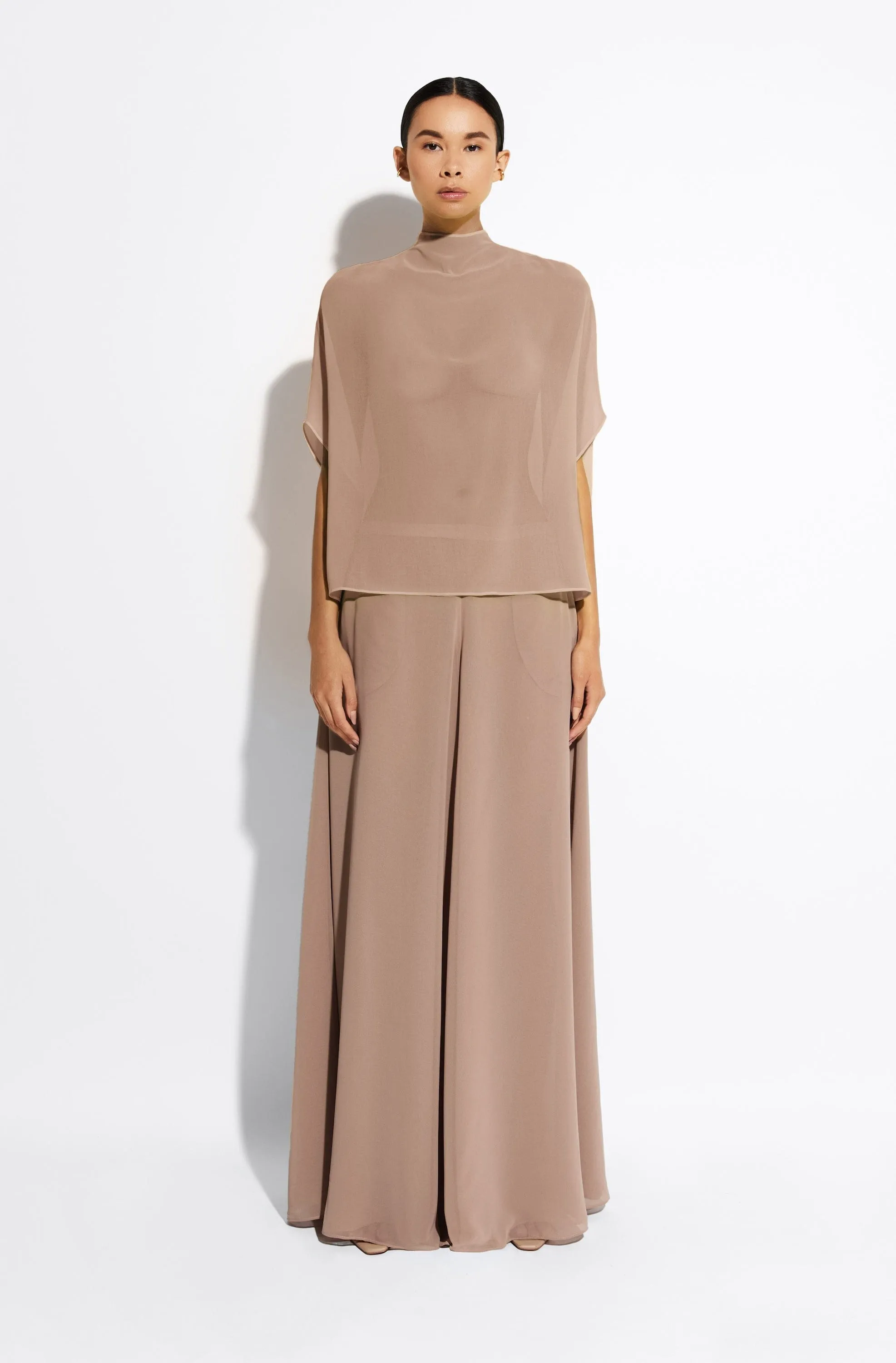 Lightweight Georgette Wide Leg Pant With Pockets