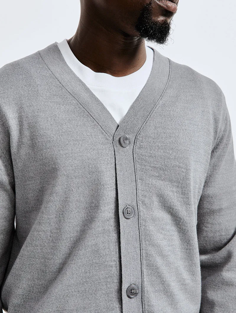 Lightweight Merino Harry Cardigan Heather Grey