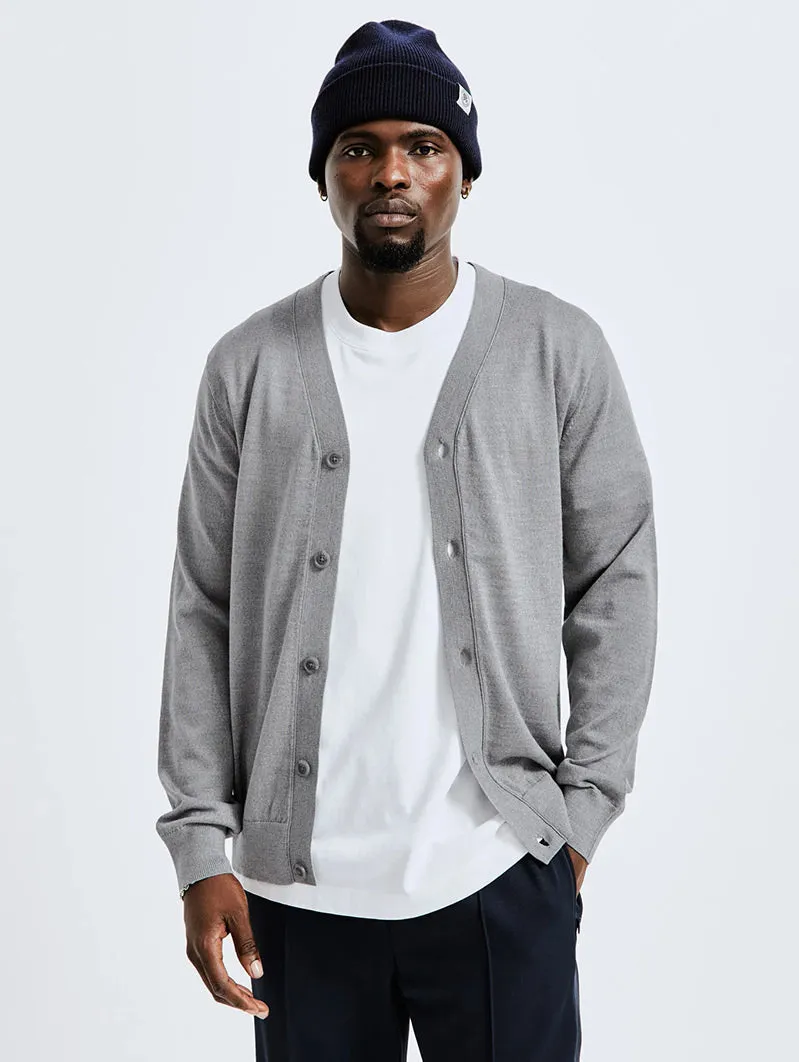 Lightweight Merino Harry Cardigan Heather Grey