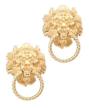 Lion Head Door Knocker Post Earrings