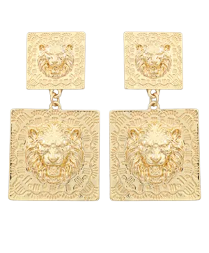 Lion Head Square Post Earrings