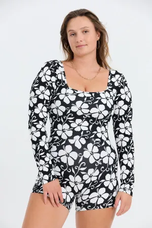 Long Sleeve Active Romper - Pupukea Black