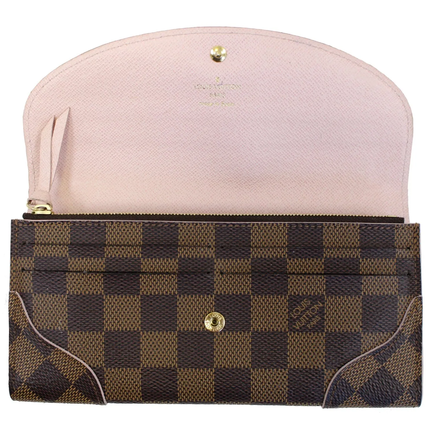 LOUIS VUITTON Caissa Damier Ebene Wallet Rose Ballerine