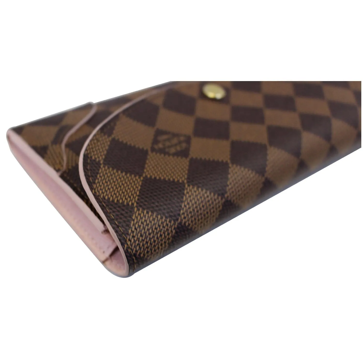 LOUIS VUITTON Caissa Damier Ebene Wallet Rose Ballerine