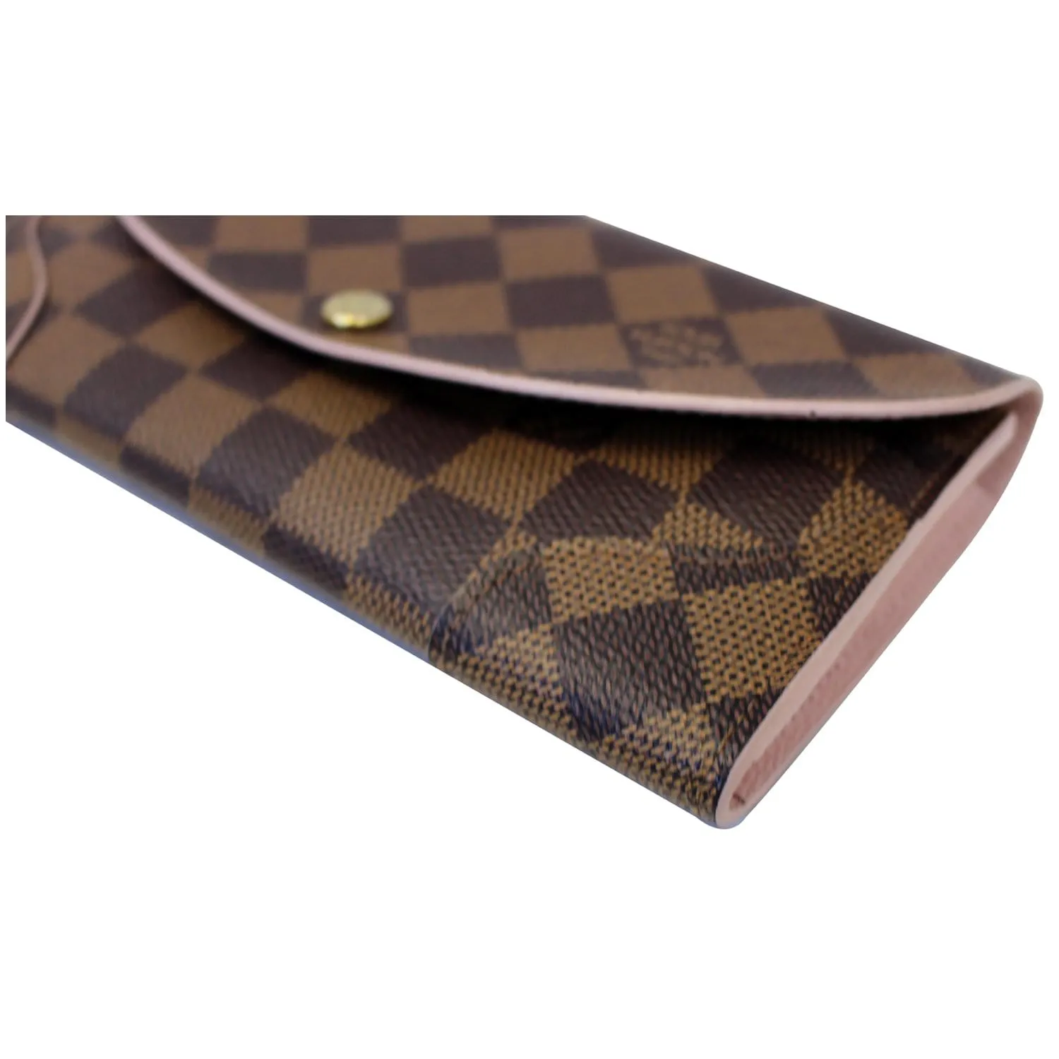 LOUIS VUITTON Caissa Damier Ebene Wallet Rose Ballerine