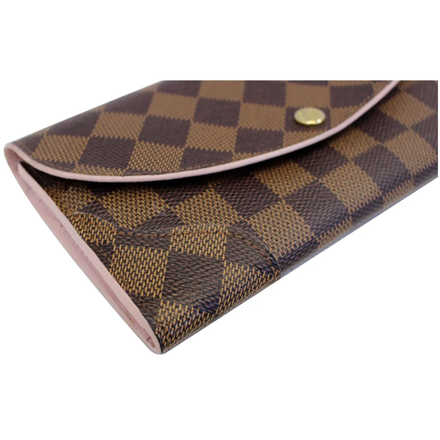 LOUIS VUITTON Caissa Damier Ebene Wallet Rose Ballerine