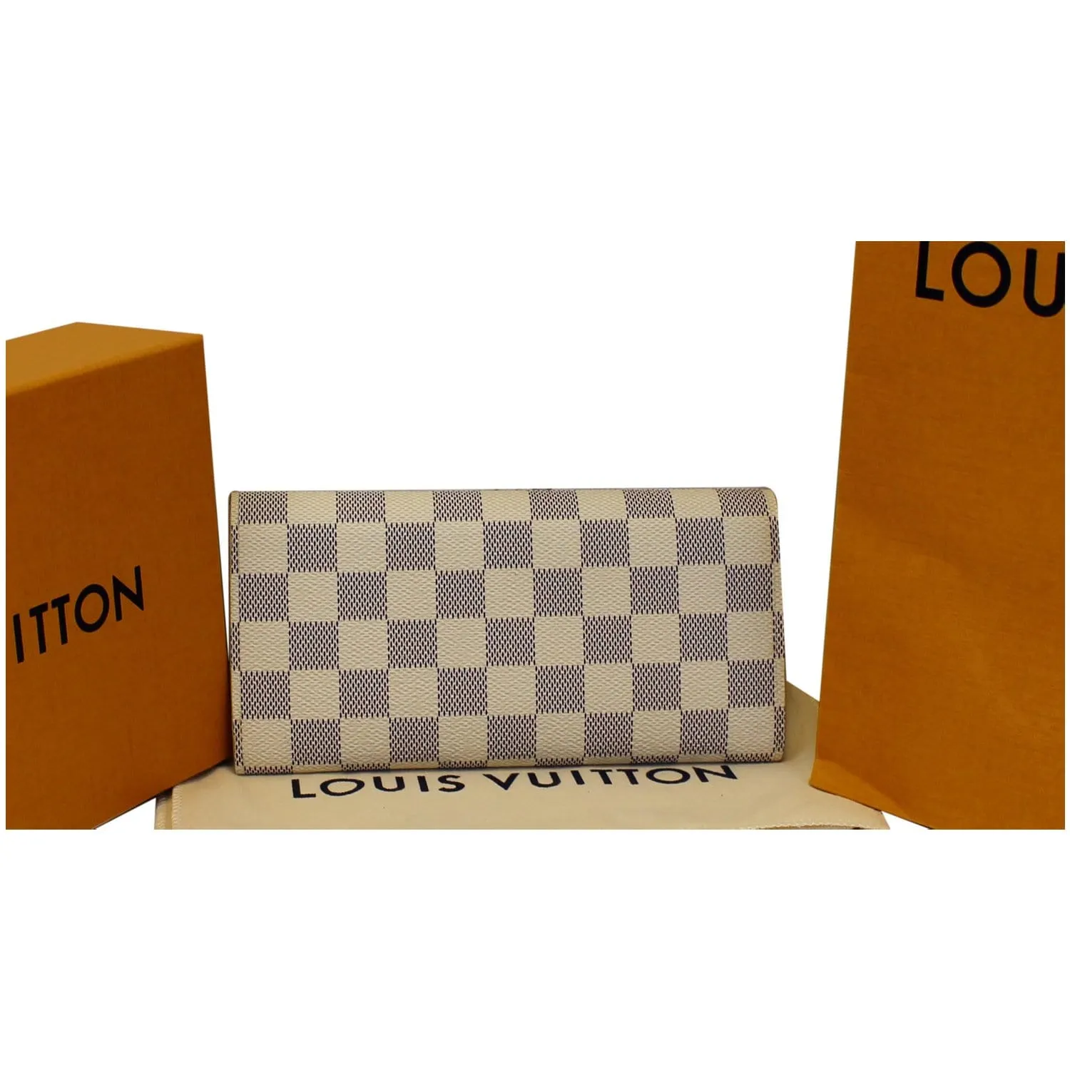 LOUIS VUITTON Emilie Damier Azur Wallet White