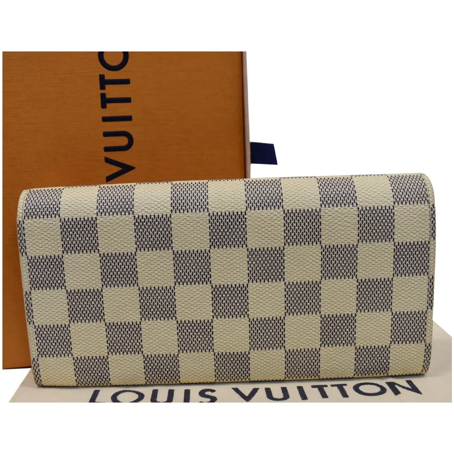 LOUIS VUITTON Emilie Damier Azur Wallet White