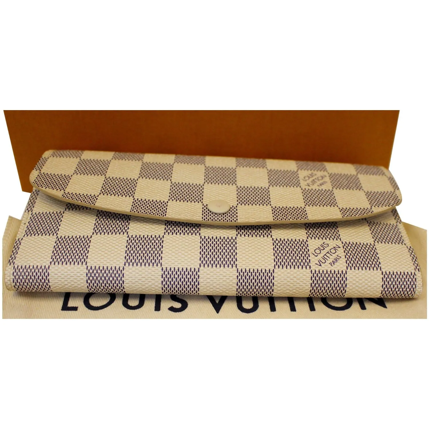 LOUIS VUITTON Emilie Damier Azur Wallet White