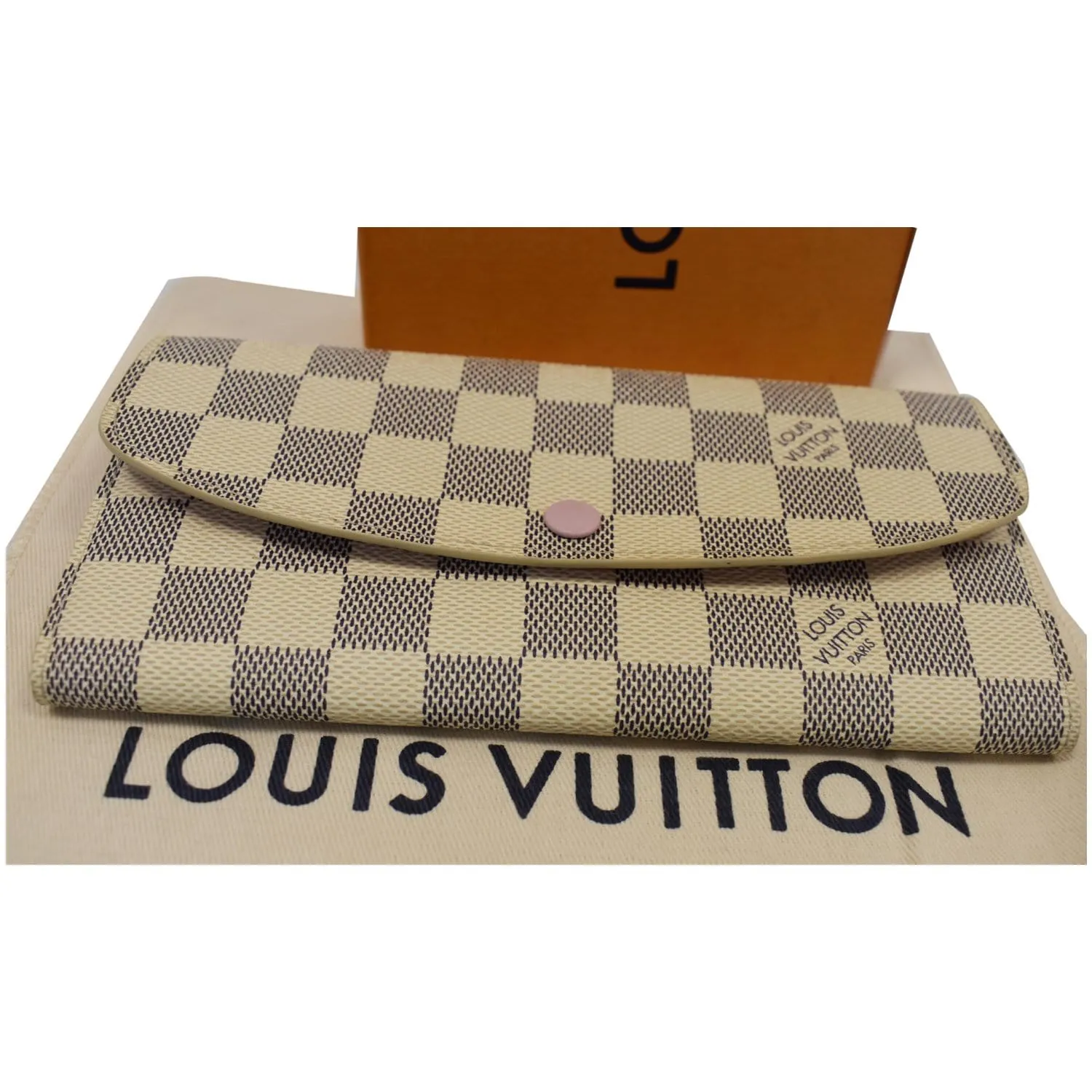 LOUIS VUITTON Emilie Damier Azur Wallet White