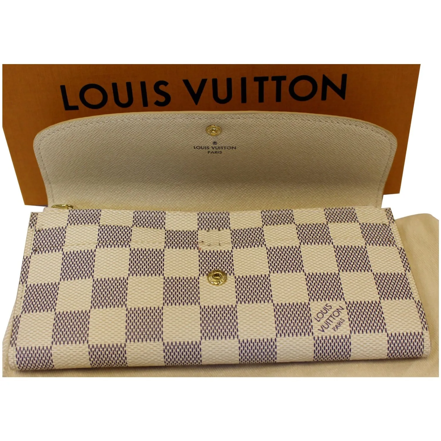 LOUIS VUITTON Emilie Damier Azur Wallet White