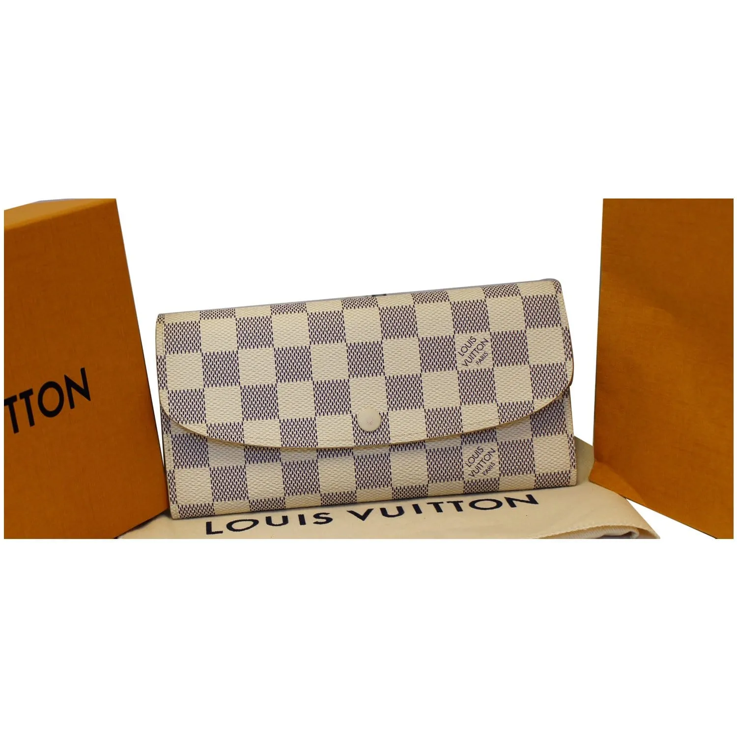 LOUIS VUITTON Emilie Damier Azur Wallet White