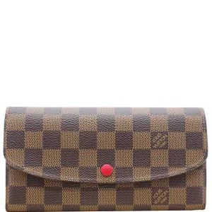 LOUIS VUITTON Emilie Damier Ebene Wallet Brown