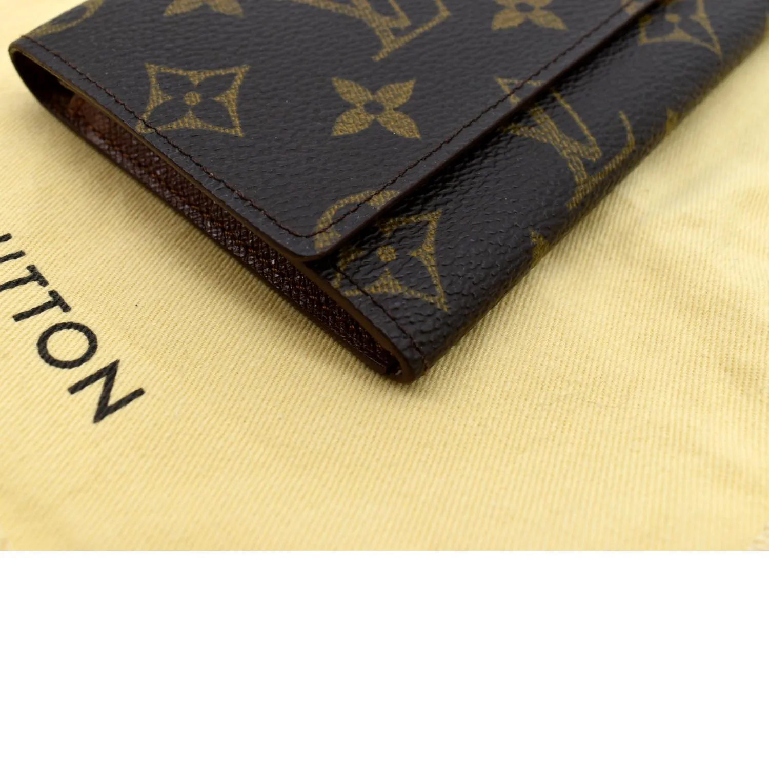LOUIS VUITTON Fold Over Monogram Canvas Wallet Brown