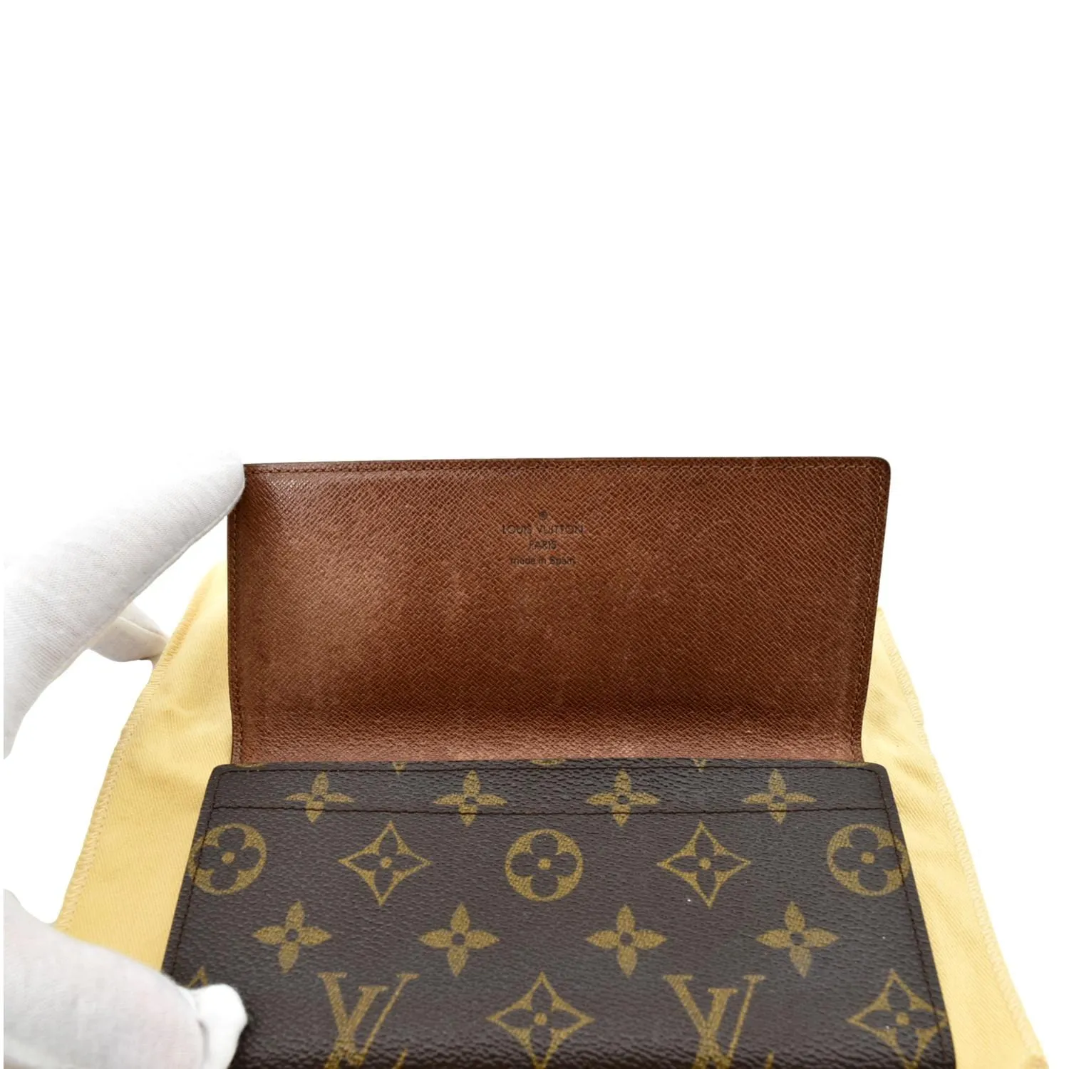 LOUIS VUITTON Fold Over Monogram Canvas Wallet Brown